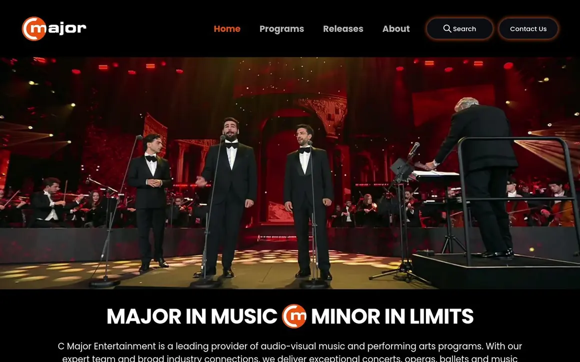 Startseite von C Major Entertainment, gestaltet und umgesetzt von FASANNET